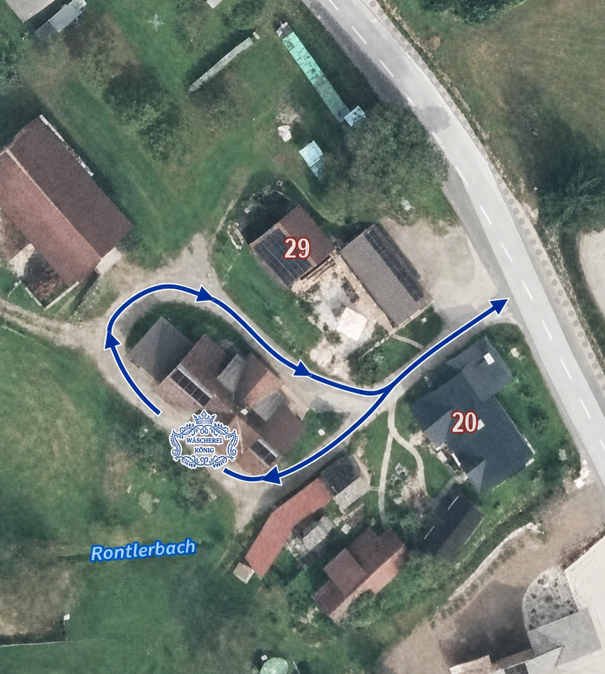 Satellitenansicht der Hofzufahrt